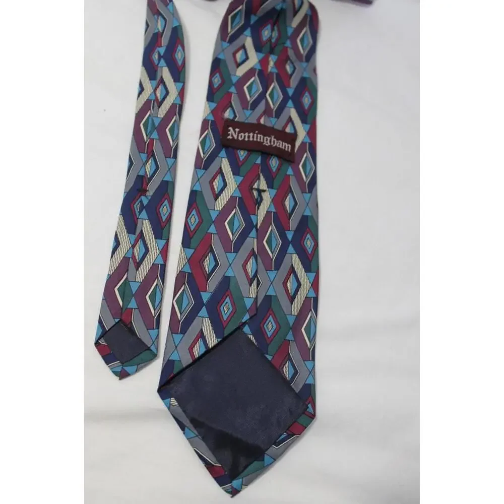 Vintage NOTTINGHAM Geometric Silk Necktie, 3.75 X 56 Inch